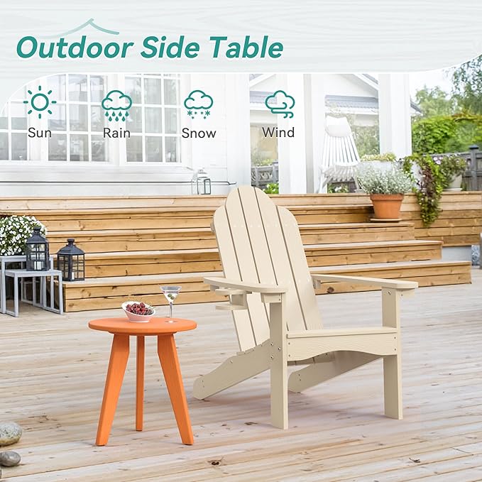 HDPS Outdoor Side Table, Small Round Side Table Weather-Resistant, Outdoor Side