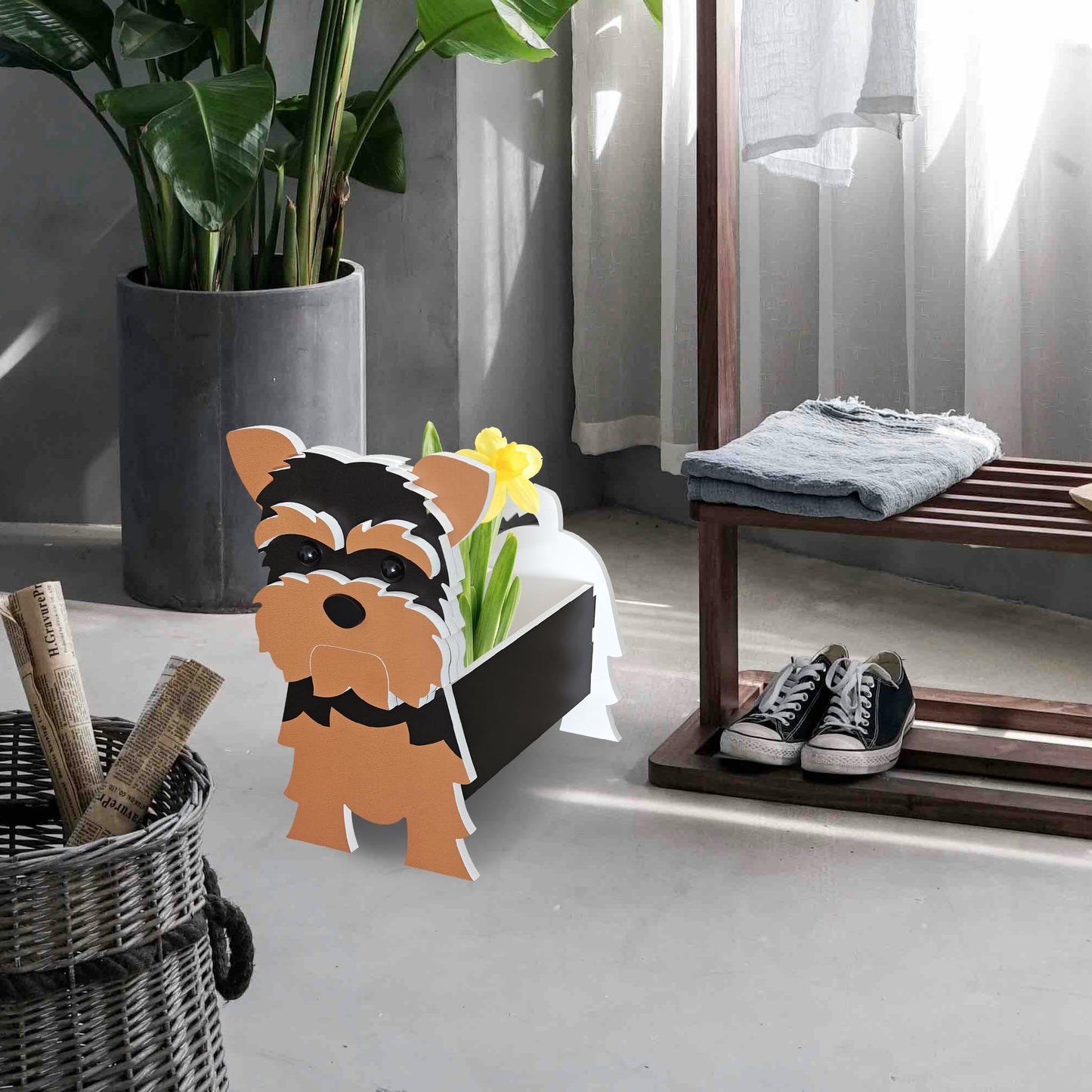 Lnakio Yorkshire Dog Planter, Cute Animal Shape Flower Planters, Plant Pots for Indoor/Outdoor Garden Decor, Unique Gifts/Souvenirs for Pet Lovers