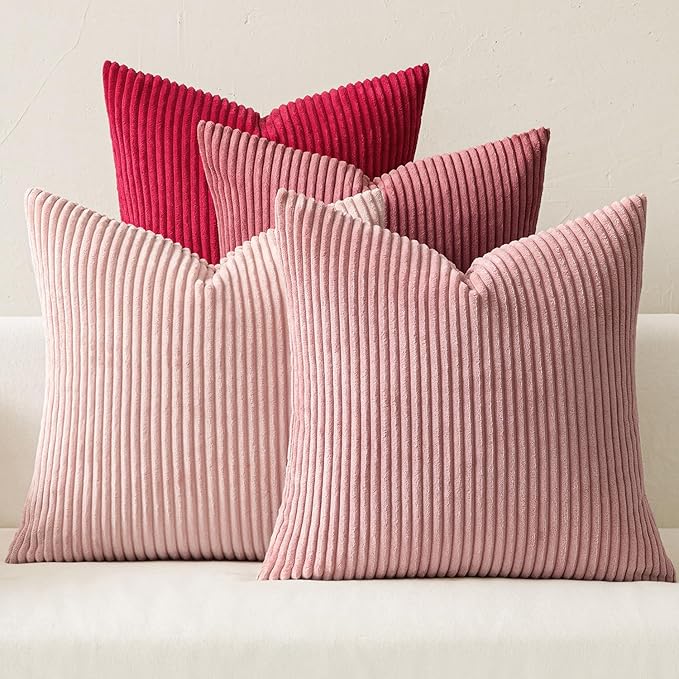MIULEE Boho Farmhouse Throw Pillow Covers 18x18 Inch Set of 4 Romantic