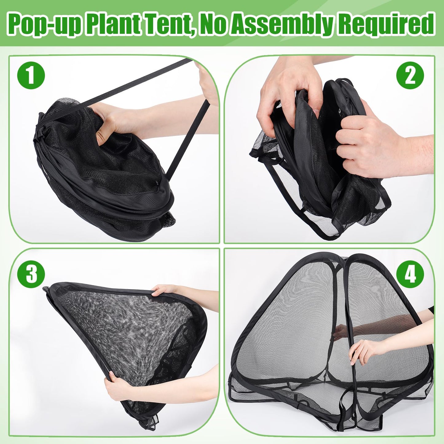 2-Pack Durable Plant Covers - Pop-up Fine Mesh Plant Tents with 8 Stakes, 22''x22''x23''Plant Protectors, Garden Crop Guard Cages for Vegetables Fruits Away from Animals Birds Deer Squirrels