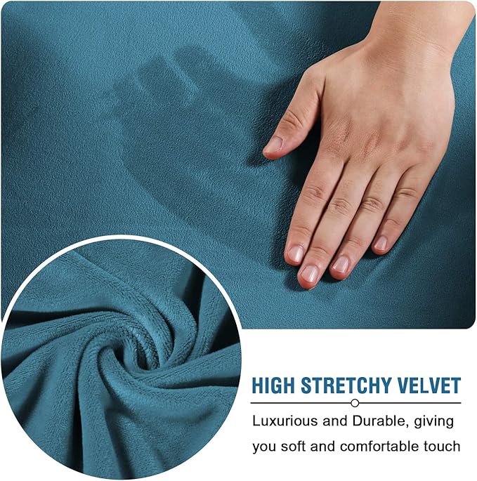 H.VERSAILTEX Modern Velvet Plush 4 Piece High Stretch Sofa Slipcover Sofa Cover