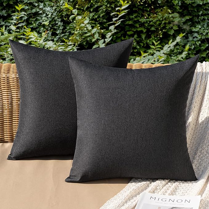 MIULEE Pack of 2 Decorative Outdoor Solid Waterproof Throw Pillow Covers Faux
