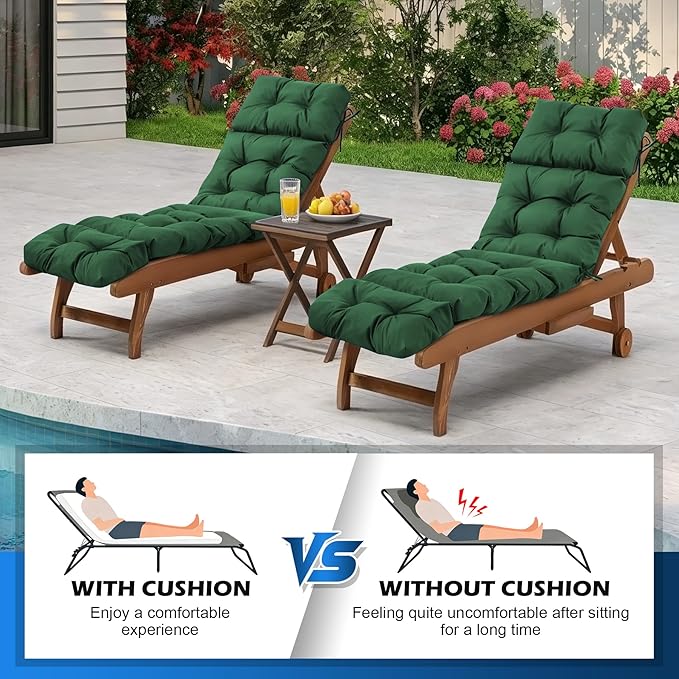 Chaise Lounge Cushions Outdoor, Waterproof & Fade Resistant Patio Lounge Chair