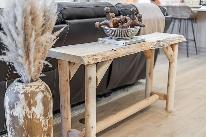Log Sofa Table Live Edge Wood Pine and Cedar — Natural Furniture — Sofa Tables