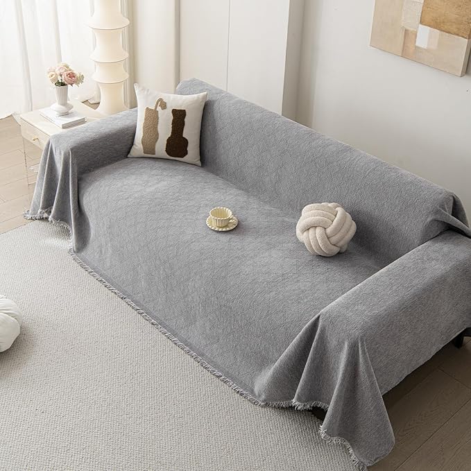 DREAMINGO Modern Chenille Couch Cover Blanket Washable Sofa Covers