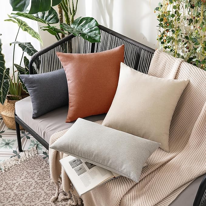 MIULEE Pack of 2 Decorative Outdoor Solid Waterproof Throw Pillow Covers Faux