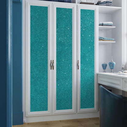 VaryPaper Teal Glitter Wallpaper Stick and Peel Decorative Glitter Contact Paper for Cabinets Craft Removable Self Adhesive Sparkle Teal Wall Paper for Girls Bedroom Accent Wall Covering 15.7''x78.7''