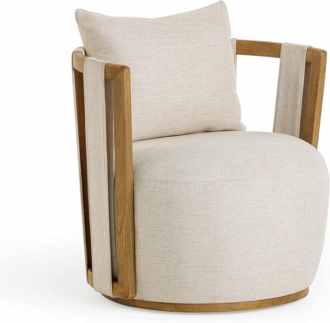 First of a Kind Swivel Chair in Cream Linen