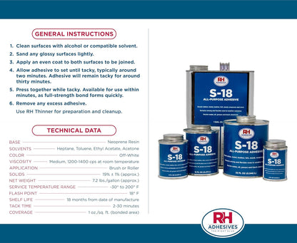 S-18 All-Purpose Adhesive, 16 oz. can - RH Adhesives