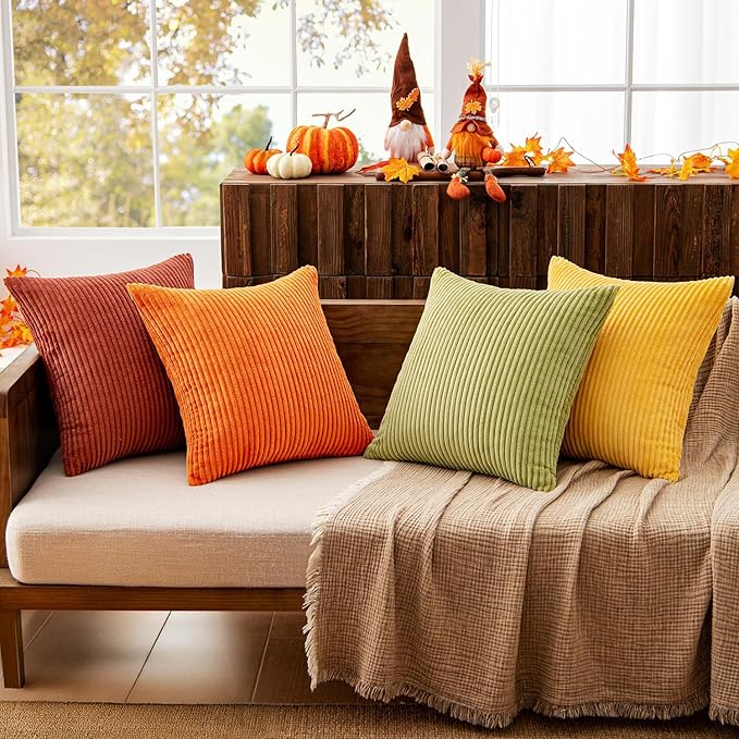 MIULEE Decorative Throw Pillow Covers 18x18 Inch Set of 4, Vibrant Cushion
