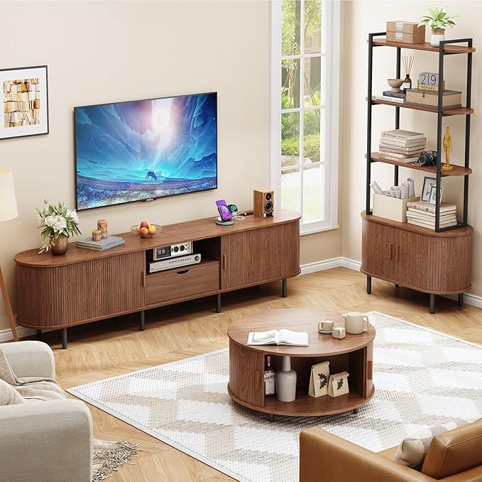 ONBRILL 86.6" TV Stand with Power Outlet