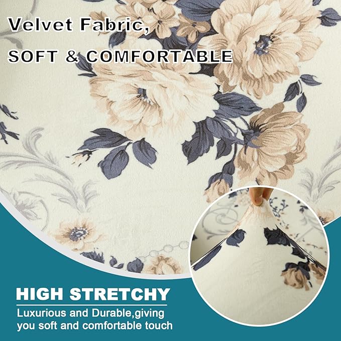 KRFOONN Velvet Wing Chair Slipcovers 2 Piece Stretch Printed Wingback Chair