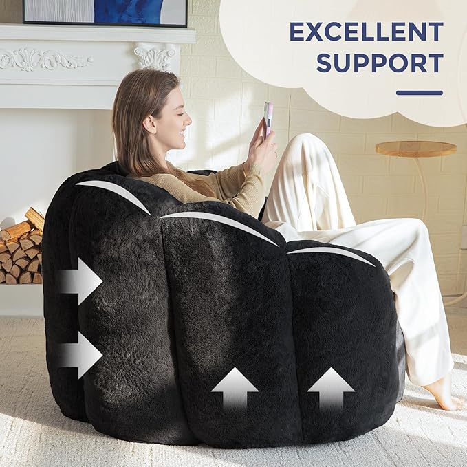 MAXYOYO Bean Bag Chair for Adults, Floral Shaped Bean Bag Sofa, Ultra Soft Faux