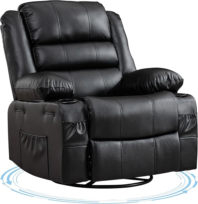 Rocking Recliner Chair for Adults Wide 360° Swivel Rocker Recliner