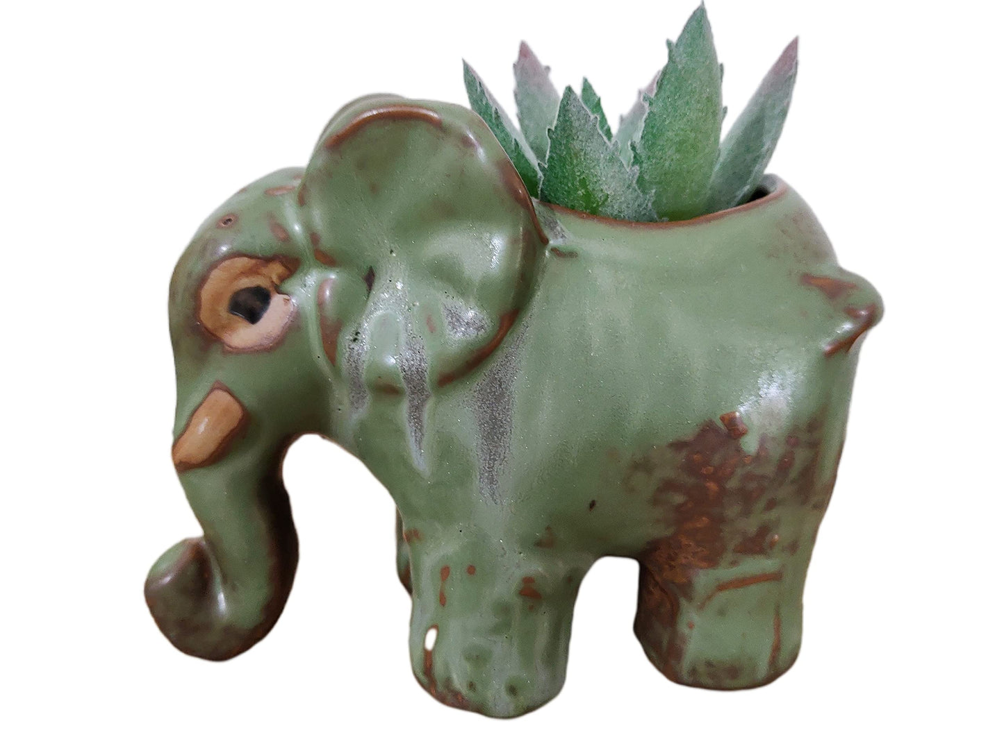 Everyday Better Life Cute Cartoon Animal Elephant Ceramic Succulent Cactus Flower Pot/Plant Pots/Planter/Container for Home Garden Office Desktop Decoration (Green)