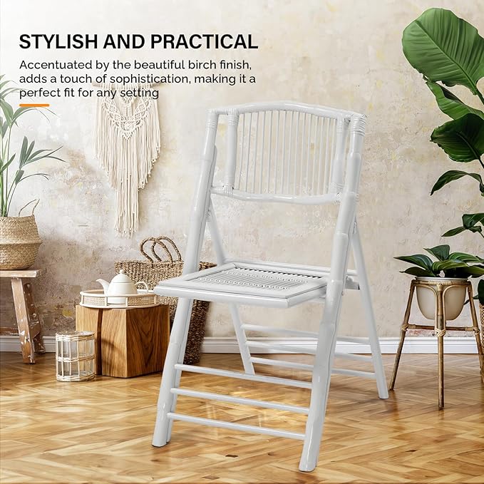 VINGLI Bamboo Folding Chair, Foldable Dining Wood Chairs Comfortable Seat