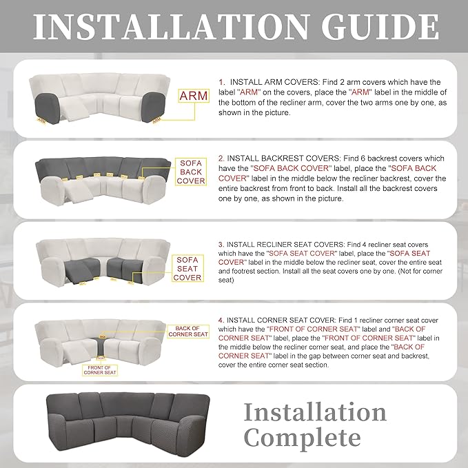 100% Waterproof Sectional Recliner Couch Covers