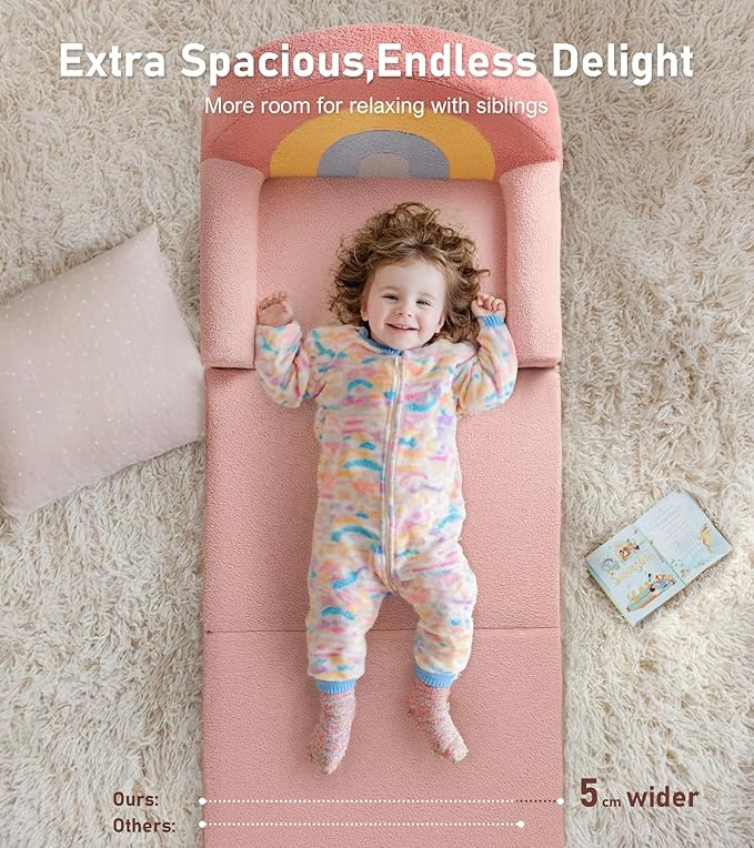 little dove Extra Wide Soft Toddler Couch Fold Out, Comfy Toddler Chair