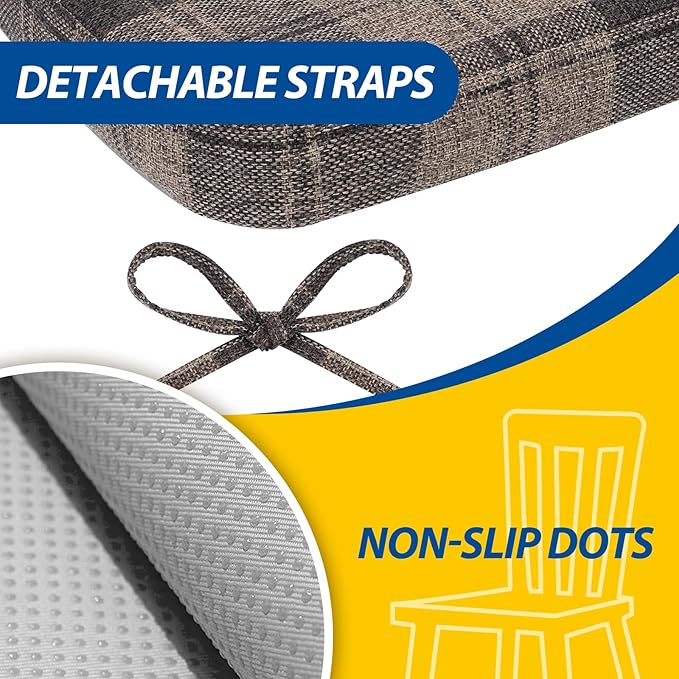 AAAAAcessories D-Shaped Chair Cushions, Machine-Washable Cover