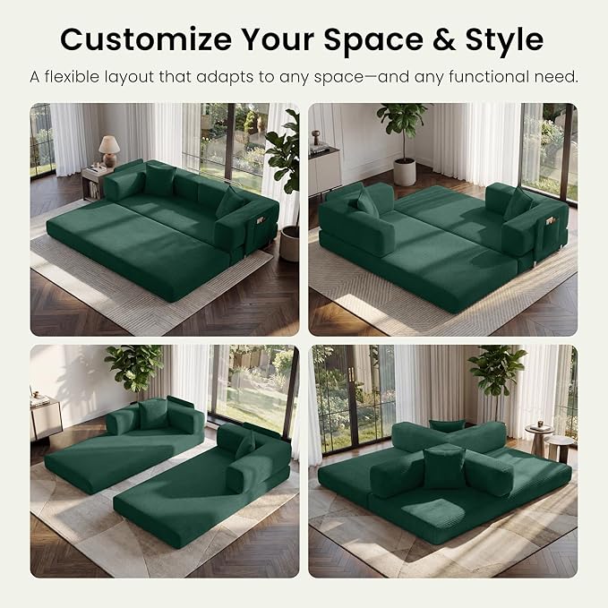 78.8" Convertible Sofa Bed, Corduroy Futon Couch