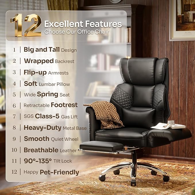 Ergonomic Office Chair with Footrest, Criss Cross Legged Desk Chair with