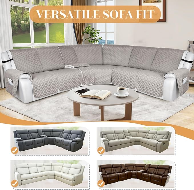 HDCAXKJ 100% Waterproof Reclining Sectional Couch Covers L Shape Recliner Sofa