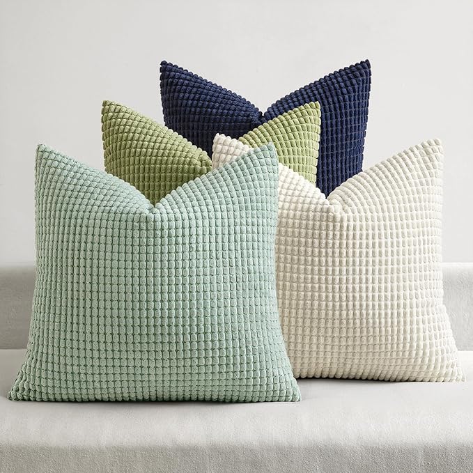 MIULEE Modern Farmhouse Decorative Spring Pillow Covers 20x20 Inch Set of 4