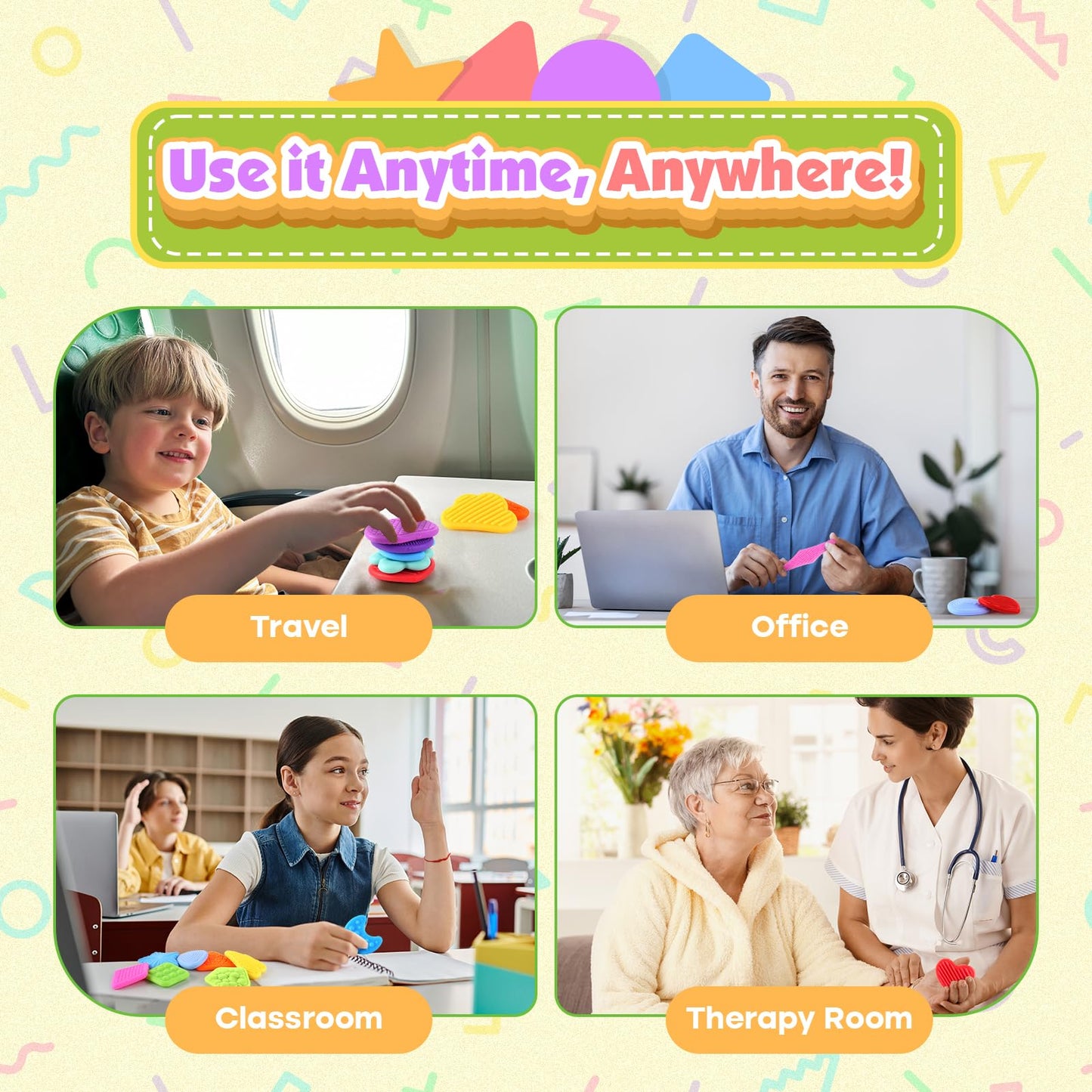 Squishy Fidget Toys for Kids Toddlers: 12 Pcs Super Soft & Textured Sensory Toys for Autistic Children, Classroom Calming Fidgets for Autism, Baby Travel Essential Squeeze Gifts Girls Boys