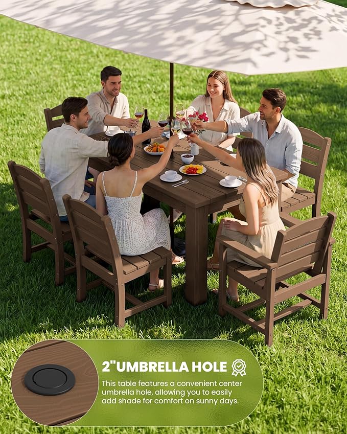SERWALL Patio Dining Set with 15FT Double Side Umbrella, Outdoor Dining Sets