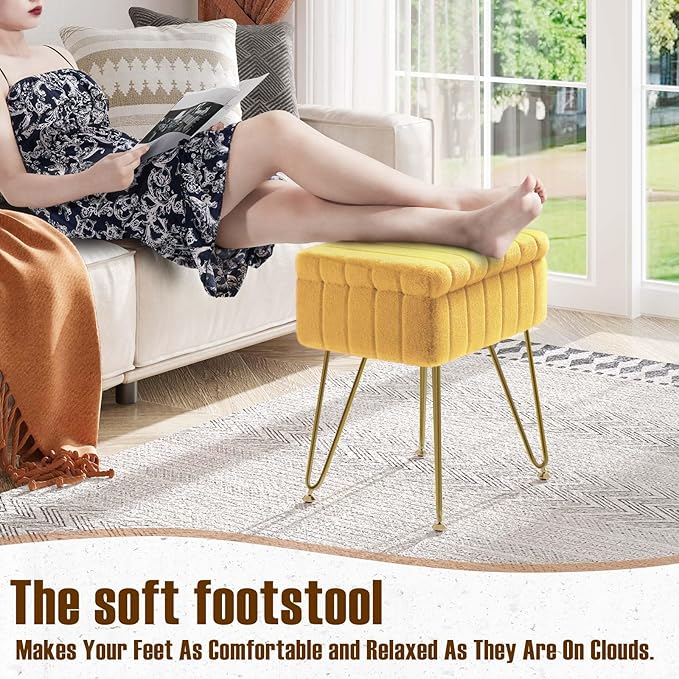 Greenstell Vanity Stool Chair Faux Fur