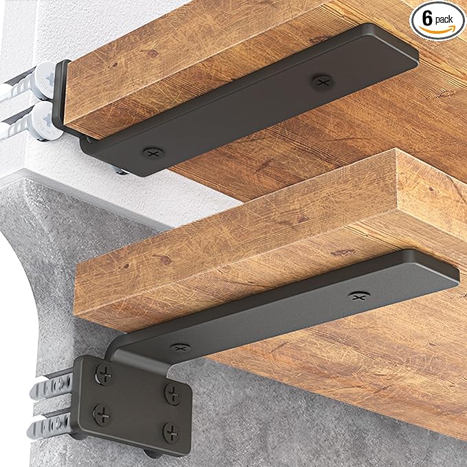 Goovilla Shelf Bracket, Heavy Duty Floating Shelf Brackets 6 inch Long