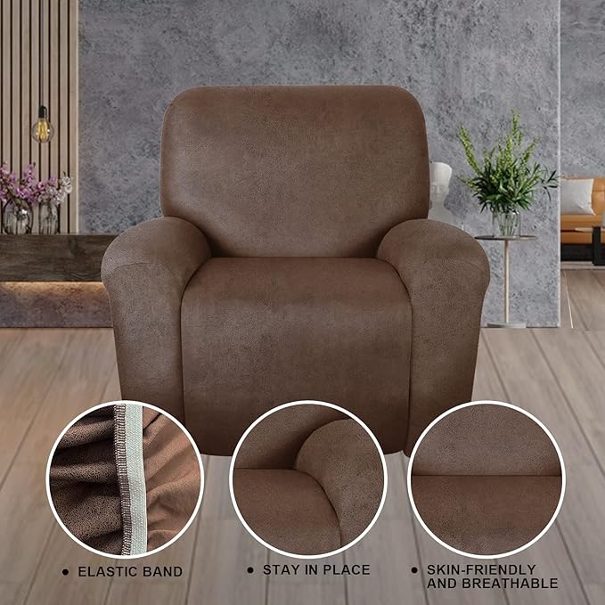 ANARACHON Leather Look Oversize Recliner Chair Covers, Thick 4 Pieces Recliner