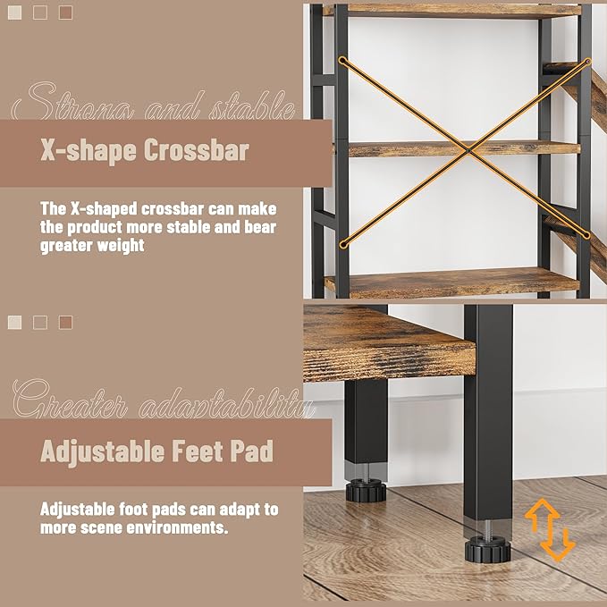 INNOD 70x70 Triple 5 Tier Book Shelf, Large Wooden Bookcase