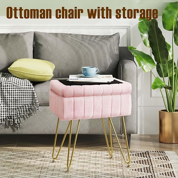 Greenstell Vanity Stool Chair Faux Fur