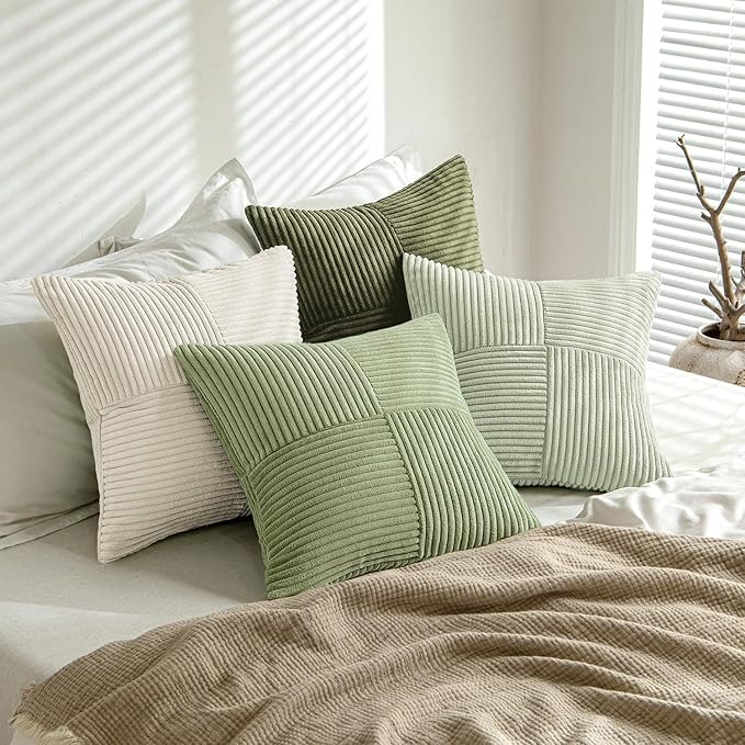 MIULEE Summer Light Green Decorative Throw Pillow Covers 18x18 Inch Set of 4