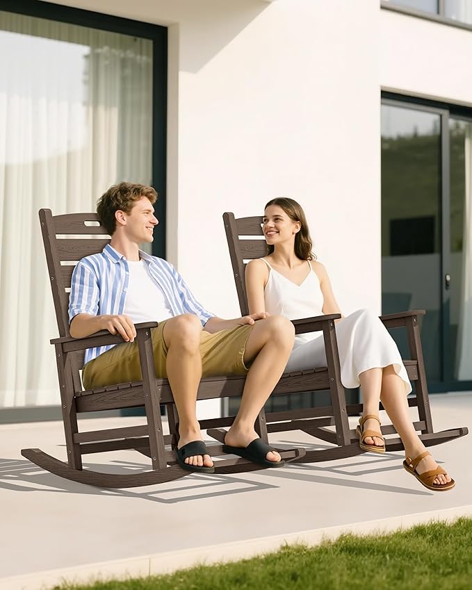 SERWALL Outdoor Rocking Chair, Oversized Rocking Chair