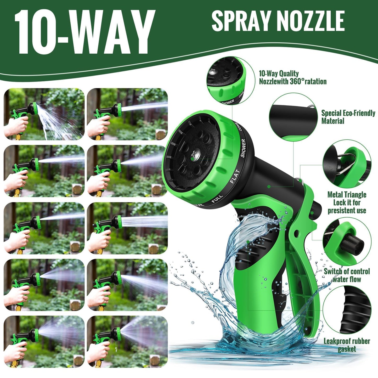 Garden Hose 100ft Flexible Water Hose Non-Expandable High Pressure Kink-Free Leakproof Durable Portable Lightweight Outdoor Yard Lawn Black Fabric Watering Hose with 3/4" Aluminum Fittings