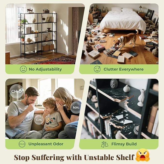 Huuger 5 Tier Bookshelf, L Shaped Corner Bookshelf