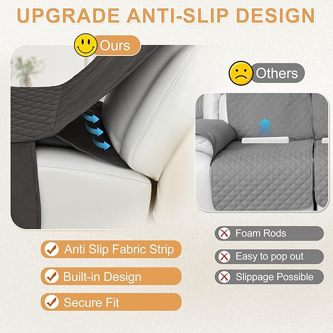 HDCAXKJ 100% Waterproof Reclining Sectional Couch Covers L Shape Recliner Sofa