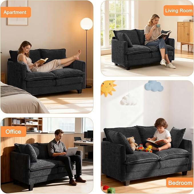 Loveseat Sofa Cloud Sofa Couch 50'', Modern Loveseats 2 Seat Couch 27" Deep Seat