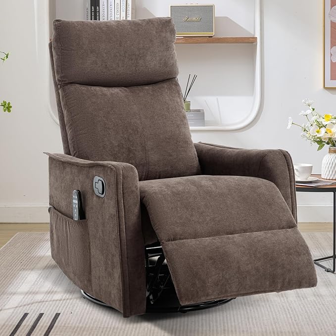 Trustyue Swivel Rocker Recliner Chair, 360° Swivel Recliner
