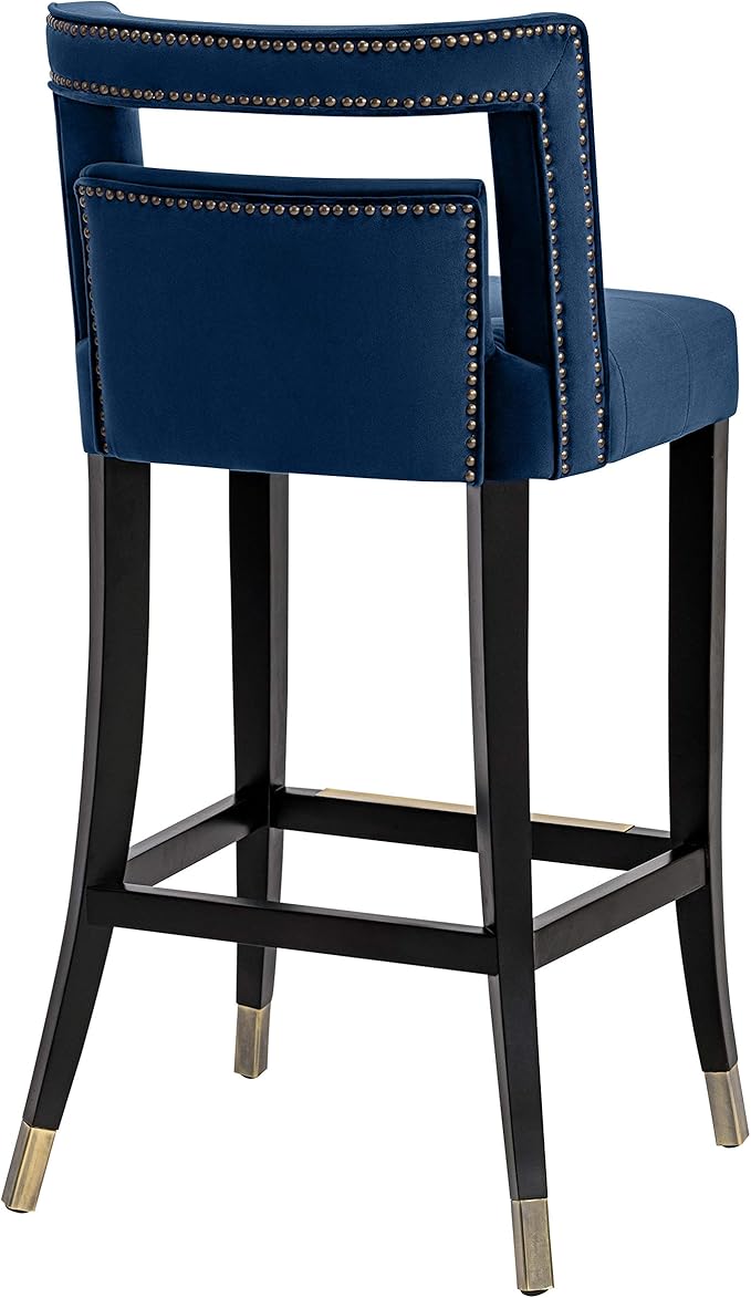 Tov Furniture Hart Tufted Seat Upholstered Velvet Bar Stool