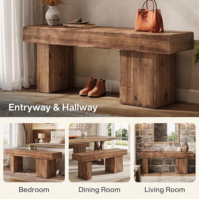Thickened Solid Wood Bench, Heavy Duty Dining Bench