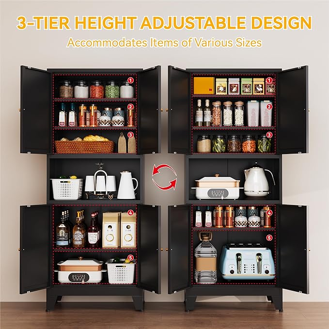 YAUWOH 69" Tall Metal Pantry Cabinet