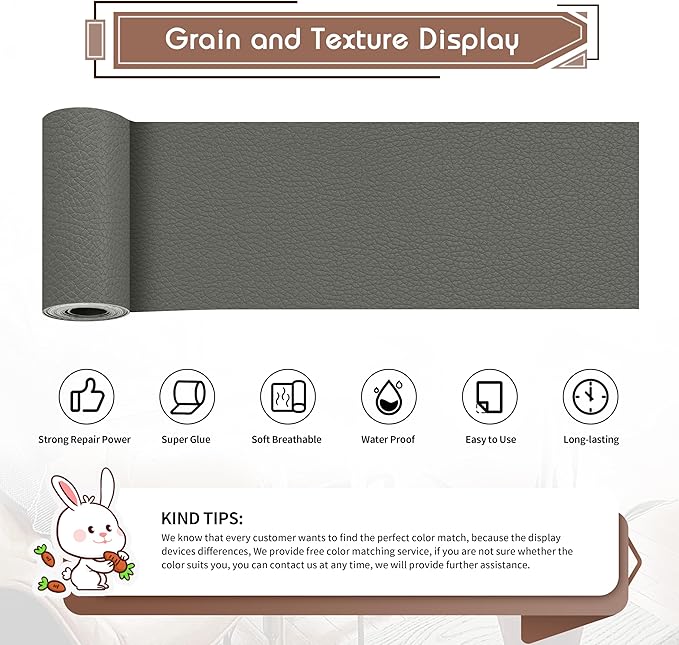 KING MOUNTAIN Leather Repair Patch, 4 x 63 Inches self Adhesive Leather Repair