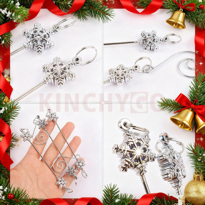KINCHYGO, 18 Pack Beadable Rods Charms Snowflake Pendant for Christmas Tree DIY Craft (Silver)