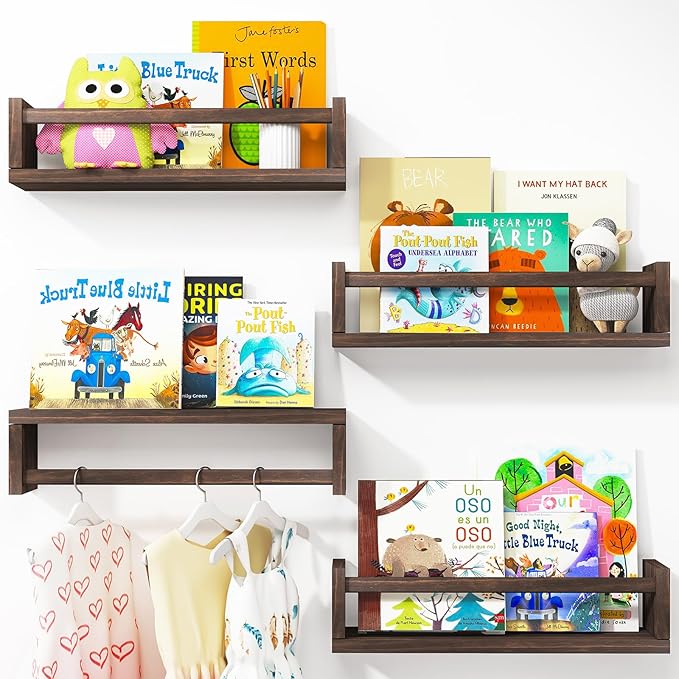 Fixwal Floating Book Shelves for Wall, 16.5 Inch Nursery Book Shelves for Kids