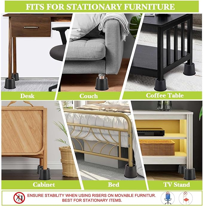 4 Pack Furniture Risers 4 Inch, Bed Risers Heavy Duty