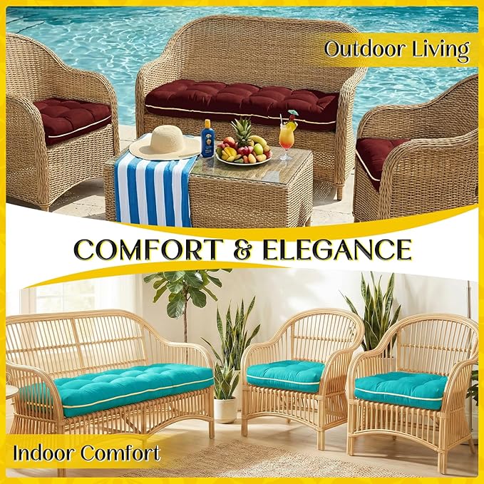 1 MIDDLE ONE Wicker Chair Cushions 3 Pieces Set