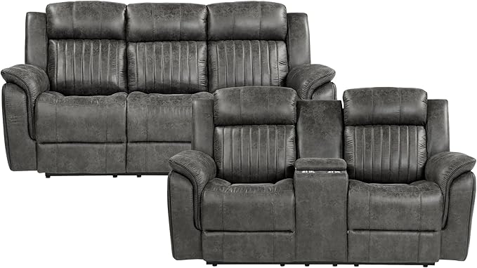 Lexicon Recliner Living Room Set, Home Theater Seating, Manual Polished